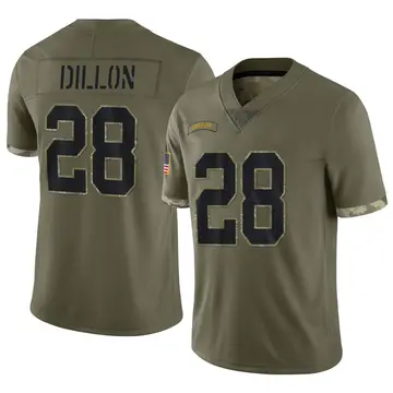 Nike AJ Dillon Men's Limited Green Bay Packers Olive 2022 Salute To Service Jersey