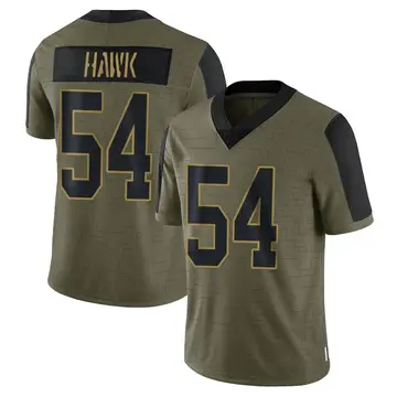 Nike A.J. Hawk Men's Limited Green Bay Packers Olive 2021 Salute To Service Jersey