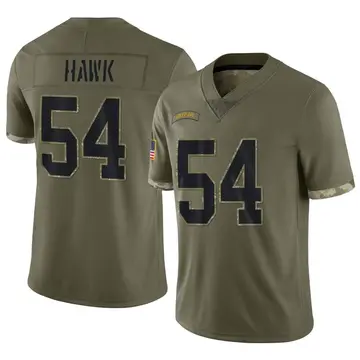 Nike A.J. Hawk Men's Limited Green Bay Packers Olive 2022 Salute To Service Jersey