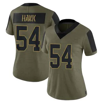 Nike A.J. Hawk Women's Limited Green Bay Packers Olive 2021 Salute To Service Jersey