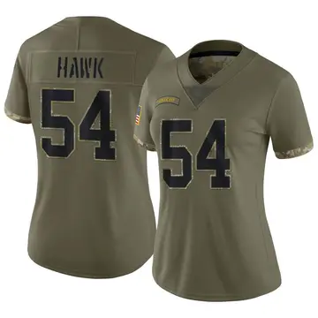 Nike A.J. Hawk Women's Limited Green Bay Packers Olive 2022 Salute To Service Jersey