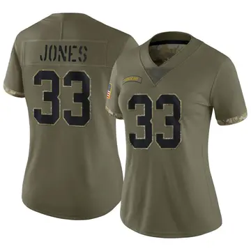 Nike Aaron Jones Women's Limited Green Bay Packers Olive 2022 Salute To Service Jersey