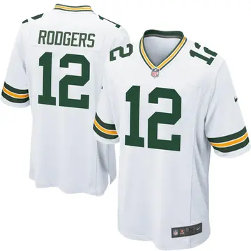 Nike Aaron Rodgers Men's Game Green Bay Packers White Jersey