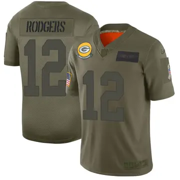 Nike Aaron Rodgers Men's Limited Green Bay Packers Camo 2019 Salute to Service Jersey