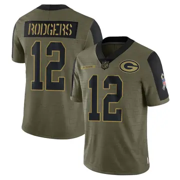 Nike Aaron Rodgers Men's Limited Green Bay Packers Olive 2021 Salute To Service Jersey