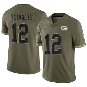 Nike Aaron Rodgers Men's Limited Green Bay Packers Olive 2022 Salute To Service Jersey