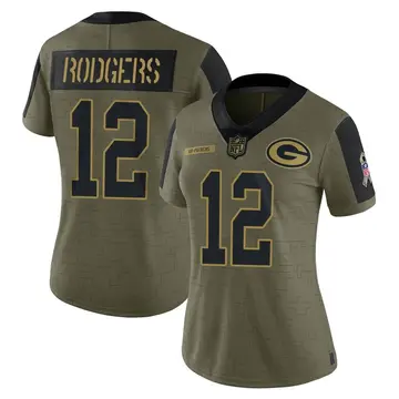 Nike Aaron Rodgers Women's Limited Green Bay Packers Olive 2021 Salute To Service Jersey