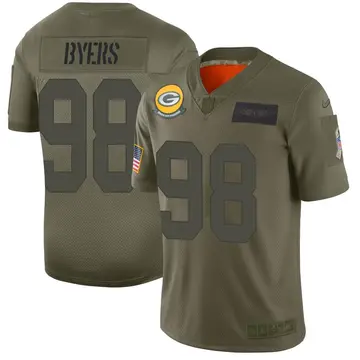 Nike Akial Byers Men's Limited Green Bay Packers Camo 2019 Salute to Service Jersey