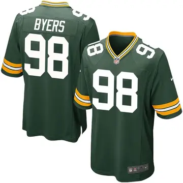 Nike Akial Byers Youth Game Green Bay Packers Green Team Color Jersey