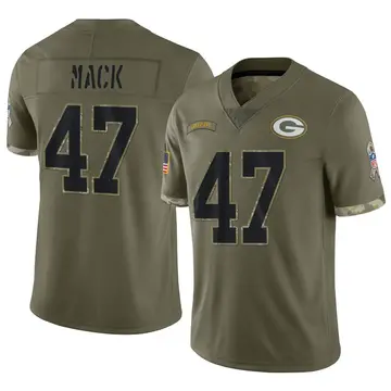 Nike Alize Mack Youth Limited Green Bay Packers Olive 2022 Salute To Service Jersey