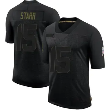 Nike Bart Starr Men's Limited Green Bay Packers Black 2020 Salute To Service Jersey