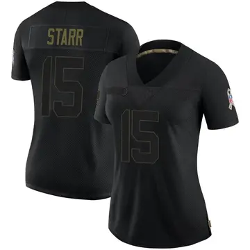 Nike Bart Starr Women's Limited Green Bay Packers Black 2020 Salute To Service Jersey