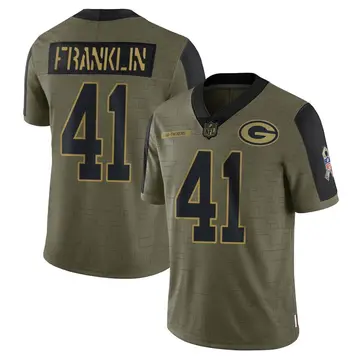 Nike Benjie Franklin Men's Limited Green Bay Packers Olive 2021 Salute To Service Jersey