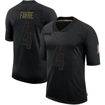 Nike Brett Favre Men's Limited Green Bay Packers Black 2020 Salute To Service Jersey