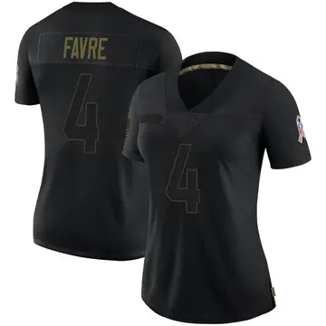 Nike Brett Favre Women's Limited Green Bay Packers Black 2020 Salute To Service Jersey