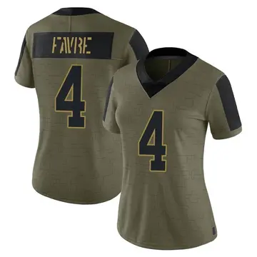 Nike Brett Favre Women's Limited Green Bay Packers Olive 2021 Salute To Service Jersey