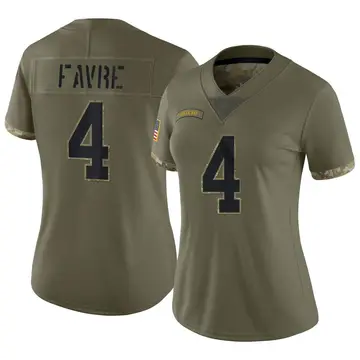 Nike Brett Favre Women's Limited Green Bay Packers Olive 2022 Salute To Service Jersey