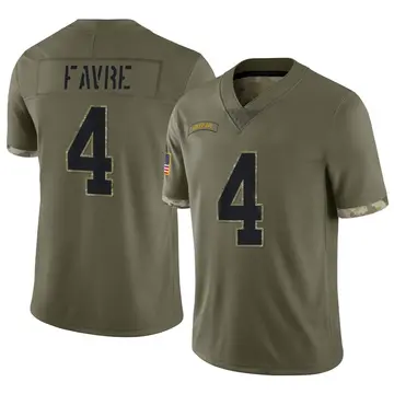 Nike Brett Favre Youth Limited Green Bay Packers Olive 2022 Salute To Service Jersey