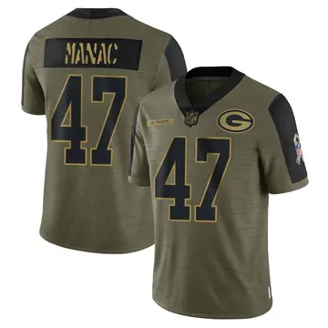 Nike Chauncey Manac Youth Limited Green Bay Packers Olive 2021 Salute To Service Jersey