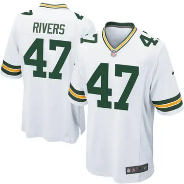 Nike Chauncey Rivers Men's Game Green Bay Packers White Jersey