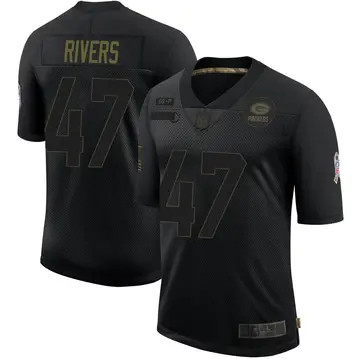 Nike Chauncey Rivers Men's Limited Green Bay Packers Black 2020 Salute To Service Jersey