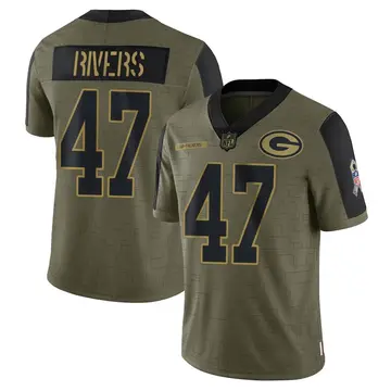 Nike Chauncey Rivers Men's Limited Green Bay Packers Olive 2021 Salute To Service Jersey