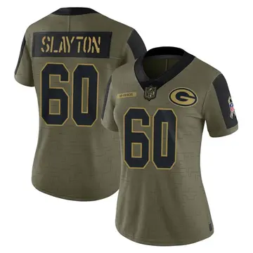 Nike Chris Slayton Women's Limited Green Bay Packers Olive 2021 Salute To Service Jersey