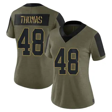 Nike DQ Thomas Women's Limited Green Bay Packers Olive 2021 Salute To Service Jersey