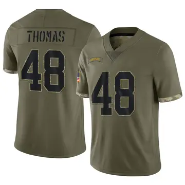 Nike DQ Thomas Youth Limited Green Bay Packers Olive 2022 Salute To Service Jersey