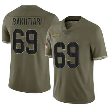 Nike David Bakhtiari Men's Limited Green Bay Packers Olive 2022 Salute To Service Jersey