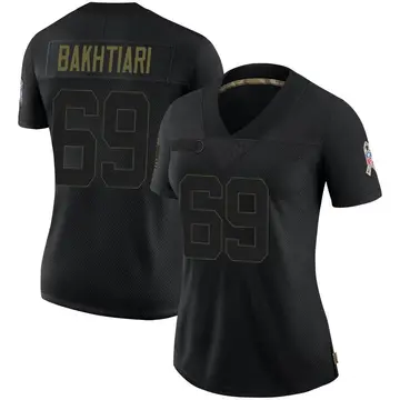 Nike David Bakhtiari Women's Limited Green Bay Packers Black 2020 Salute To Service Jersey