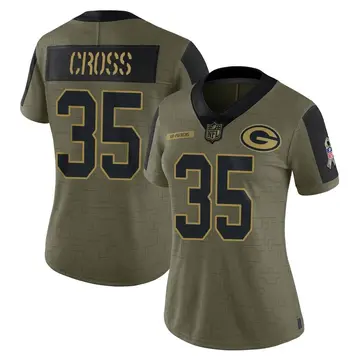 Nike De'Vante Cross Women's Limited Green Bay Packers Olive 2021 Salute To Service Jersey