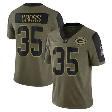 Nike De'Vante Cross Youth Limited Green Bay Packers Olive 2021 Salute To Service Jersey