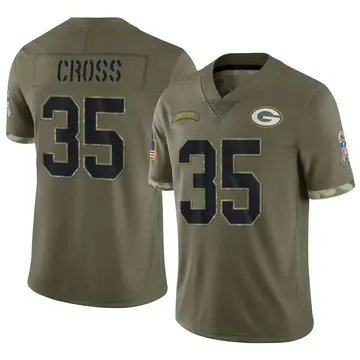 Nike De'Vante Cross Youth Limited Green Bay Packers Olive 2022 Salute To Service Jersey
