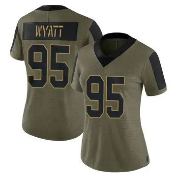 Nike Devonte Wyatt Women's Limited Green Bay Packers Olive 2021 Salute To Service Jersey