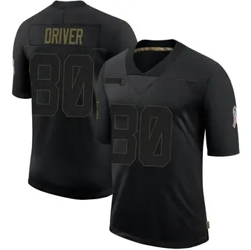 Nike Donald Driver Men's Limited Green Bay Packers Black 2020 Salute To Service Jersey
