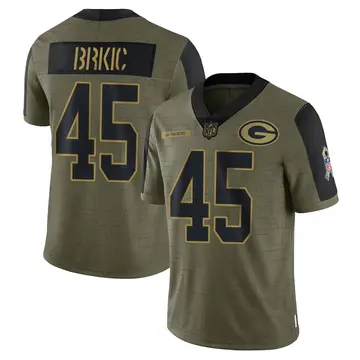 Nike Gabe Brkic Youth Limited Green Bay Packers Olive 2021 Salute To Service Jersey