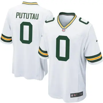 Nike Hauati Pututau Men's Game Green Bay Packers White Jersey