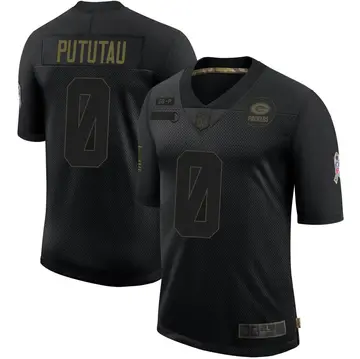 Nike Hauati Pututau Men's Limited Green Bay Packers Black 2020 Salute To Service Jersey