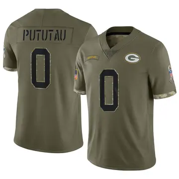 Nike Hauati Pututau Men's Limited Green Bay Packers Olive 2022 Salute To Service Jersey