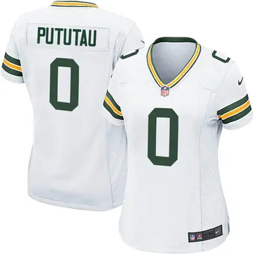 Nike Hauati Pututau Women's Game Green Bay Packers White Jersey