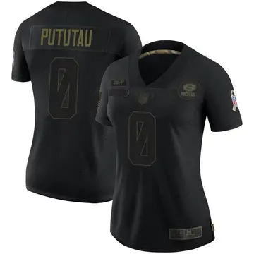 Nike Hauati Pututau Women's Limited Green Bay Packers Black 2020 Salute To Service Jersey