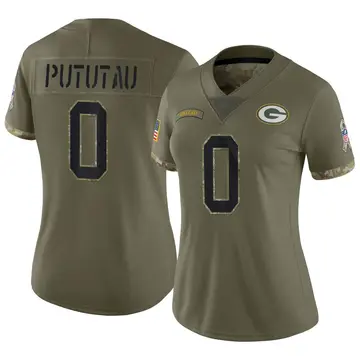 Nike Hauati Pututau Women's Limited Green Bay Packers Olive 2022 Salute To Service Jersey