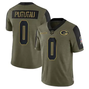 Nike Hauati Pututau Youth Limited Green Bay Packers Olive 2021 Salute To Service Jersey