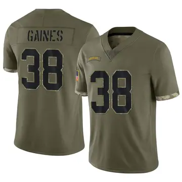 Nike Innis Gaines Men's Limited Green Bay Packers Olive 2022 Salute To Service Jersey
