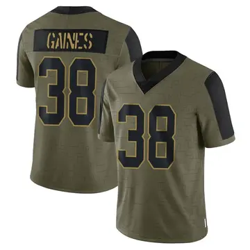 Nike Innis Gaines Youth Limited Green Bay Packers Olive 2021 Salute To Service Jersey