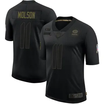 Nike JJ Molson Men's Limited Green Bay Packers Black 2020 Salute To Service Jersey