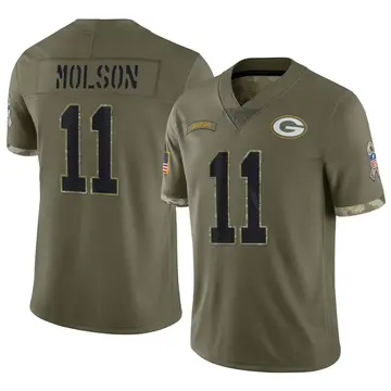 Nike JJ Molson Men's Limited Green Bay Packers Olive 2022 Salute To Service Jersey