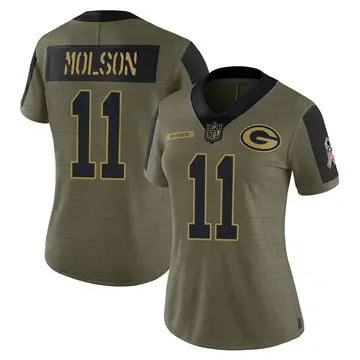 Nike JJ Molson Women's Limited Green Bay Packers Olive 2021 Salute To Service Jersey