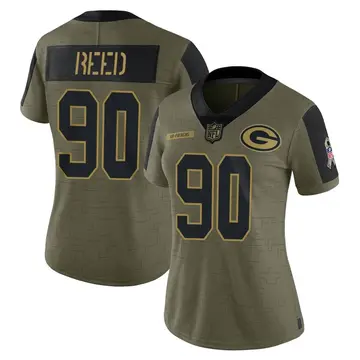 Nike Jarran Reed Women's Limited Green Bay Packers Olive 2021 Salute To Service Jersey